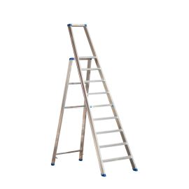 Stojací rebrík s hliníkovými schodíkmi Mod. PL - Počet schodov: 9, Výška po platformu: 1,92, Celková výška: 2,57, Spodné rozloženie m: 0,60