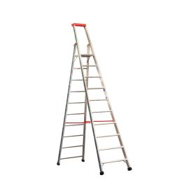 Euro-Profi Stojací rebrík s hliníkovými schodíkmi Mod. S32577 - Počet stupňov: 10, Dĺžka (m): 3,15, Výška platformy (m): 2,30, Spodná šírka (m): 0,67
