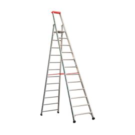 Euro-Profi Stojací rebrík s hliníkovými schodíkmi Mod. S32577 - Počet stupňov: 12, Dĺžka (m): 3,65, Výška platformy (m): 2,76, Spodná šírka (m): 0,73