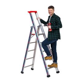 Euro-Profi Stojací rebrík s hliníkovými schodíkmi Mod. S32577