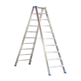 Stojací rebrík s hliníkovými schodíkmi Mod. SL - Počet schodov: 10, Výška po platformu: 2,35, u. Šírka cm: 68, Hmotnosť ca. kg: 16,00