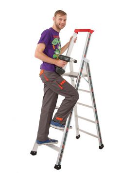 Euro-Profi Stojací rebrík s hliníkovými schodíkmi Mod. S32577